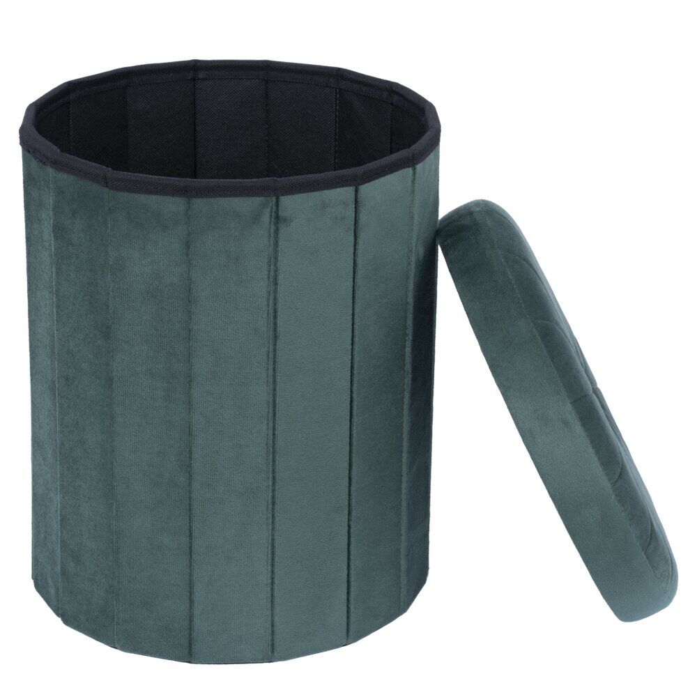 Pouf coffre rond Clara vert Ø31xH37,5cm