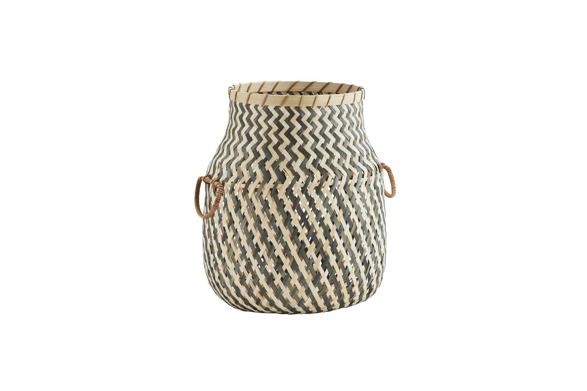 HAVEN - Panier avec poignées en bambou beige