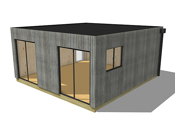 Bureau de jardin 4 saisons en bois 5,5 x 5,7 x 2,7 m / isolation RE2020 avec plancher isolé
