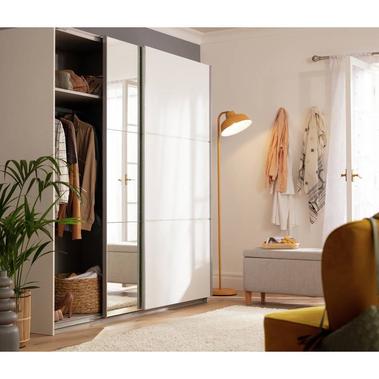 Habitat Holsted Half Mirror 200cm Sliding Wardrobe - White