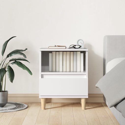 NNEVL Bedside Cabinet High Gloss White 40x35x50 cm