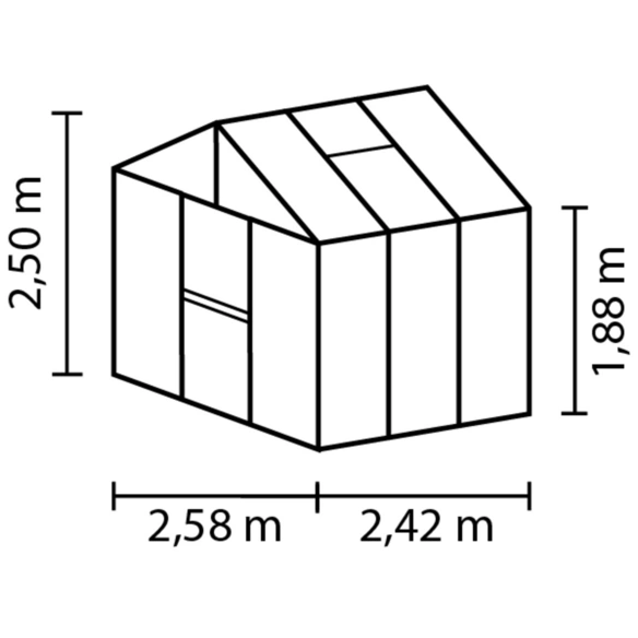 Gewächshaus »Zeus«, 6,2533 m², Aluminium, winterfest