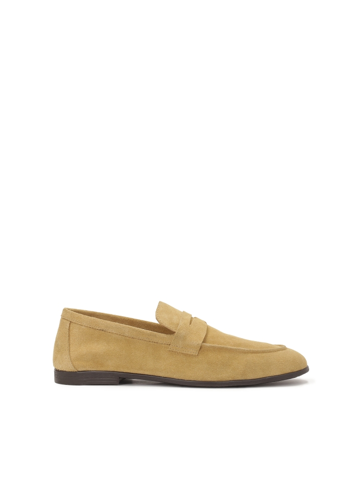 Men's suede loafers with belt
