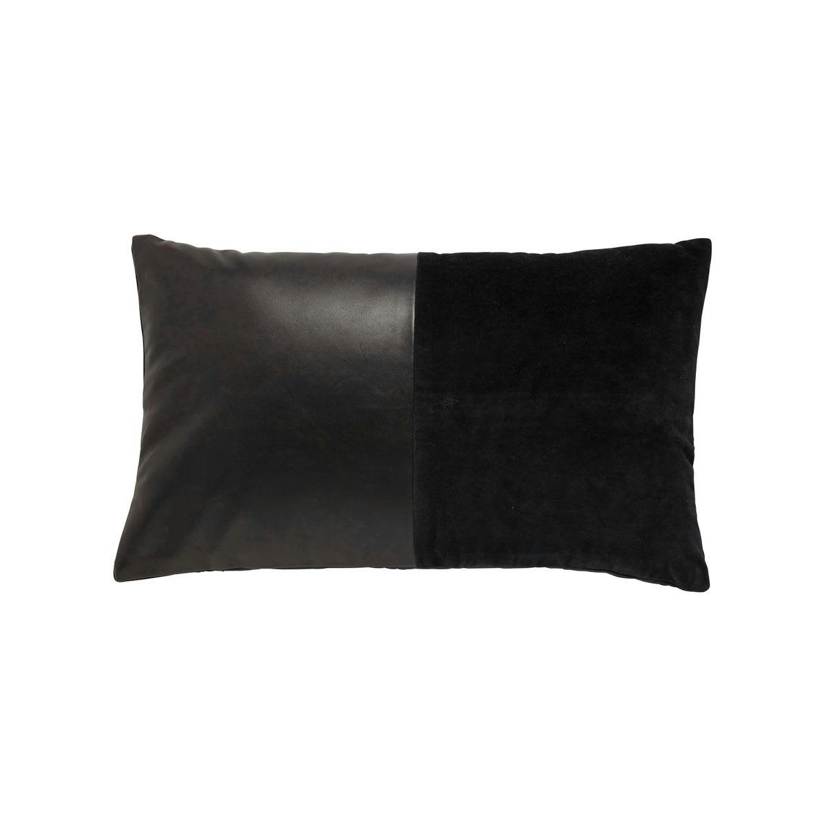 FORKS - Coussin cuir et coton 30x50 cm marron