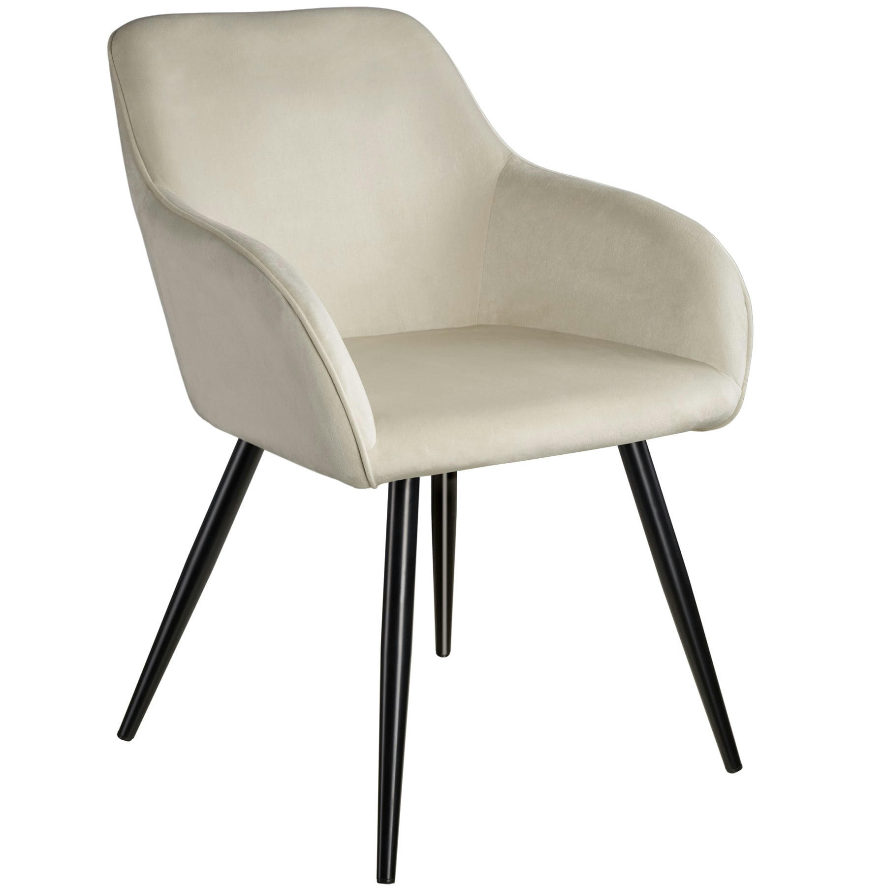 - Chaise Rembourrée, aspect velours crème/noir