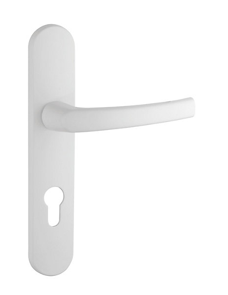 Ensemble de poignées pour porte d'entrée palière Sultane trou de cylindre, entr'axes 195mm, blanc - THIRARD
