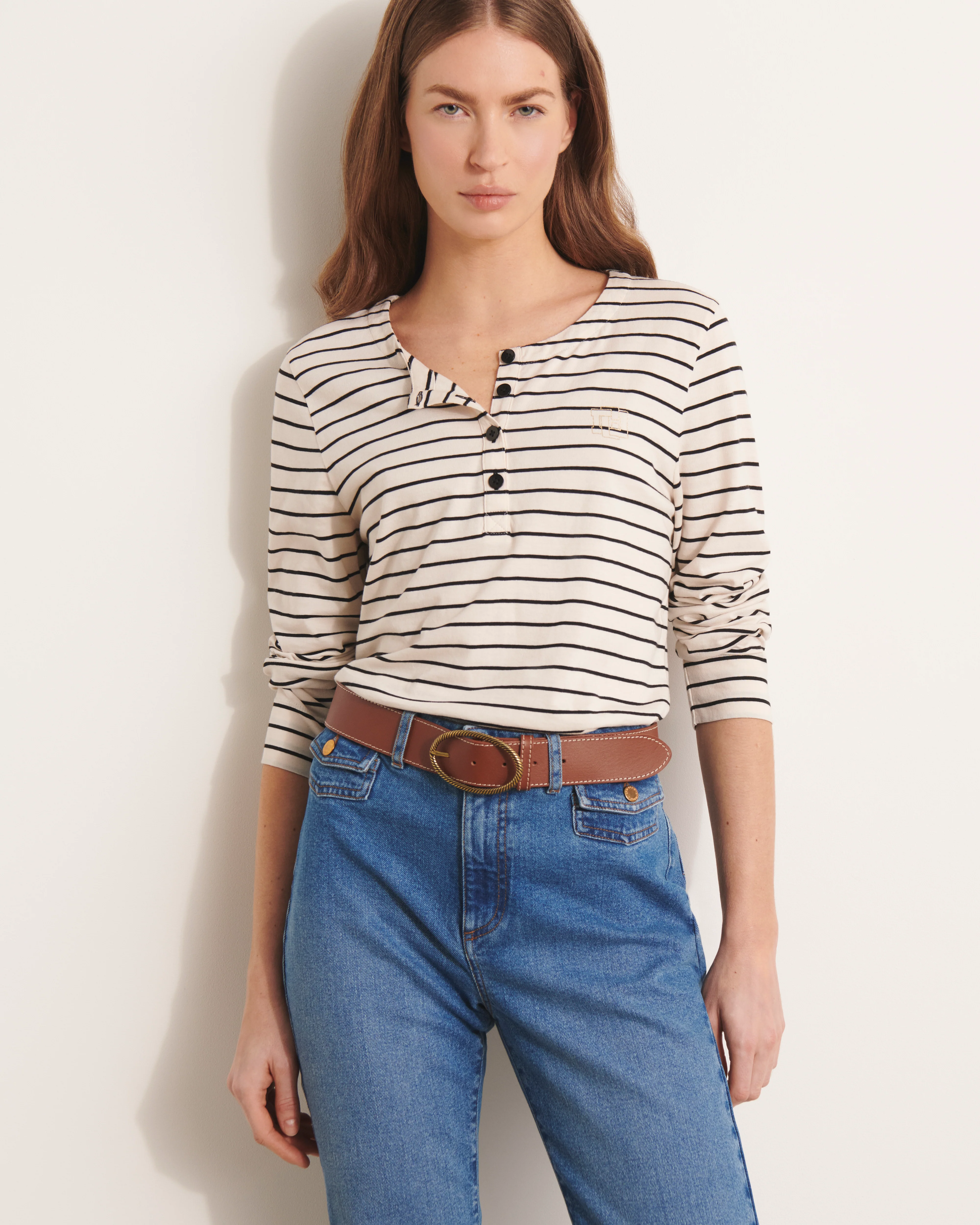 Tee-shirt marinière écru TRIBORD/13070/521