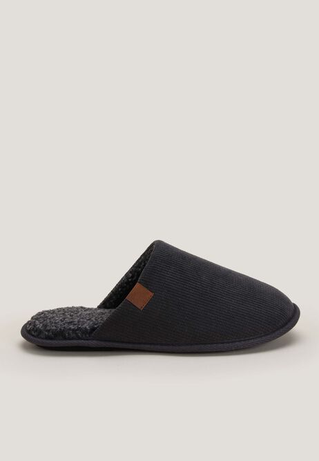 Mens Grey Woven Premium Mule Slippers