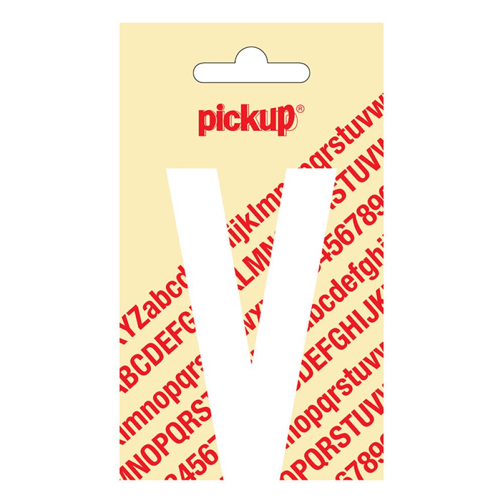 BOKSTAV PICKUP NOBEL V HVIT 90 MM SELVKLEBENDE