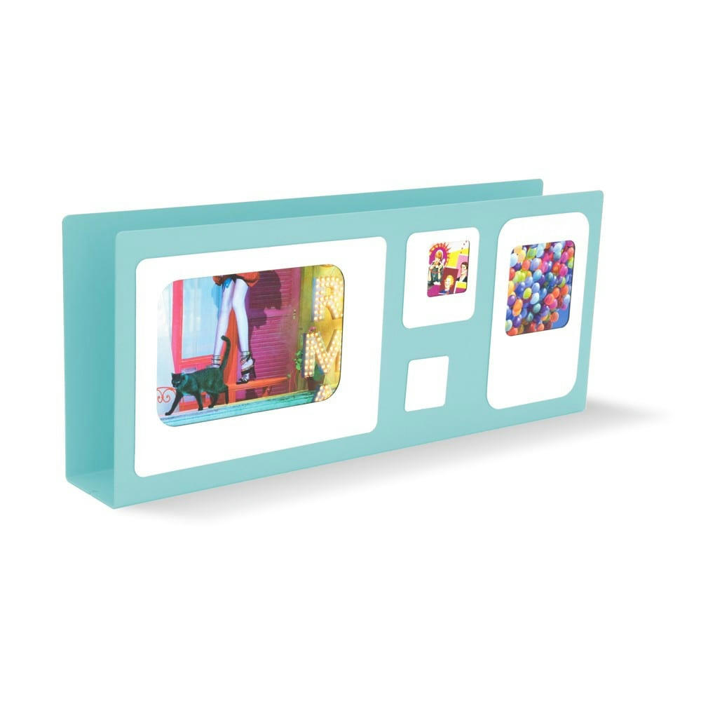 MAIL - Porte lettres cadre photo métal bleu ciel