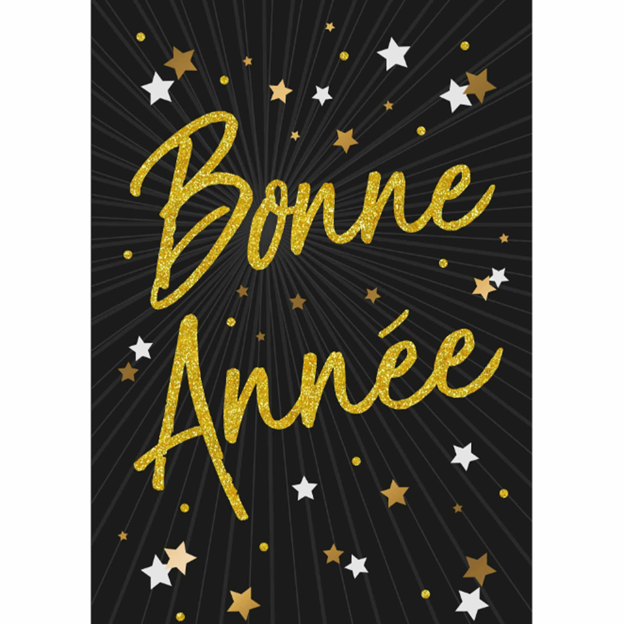 - Carte bonne année paillettes or