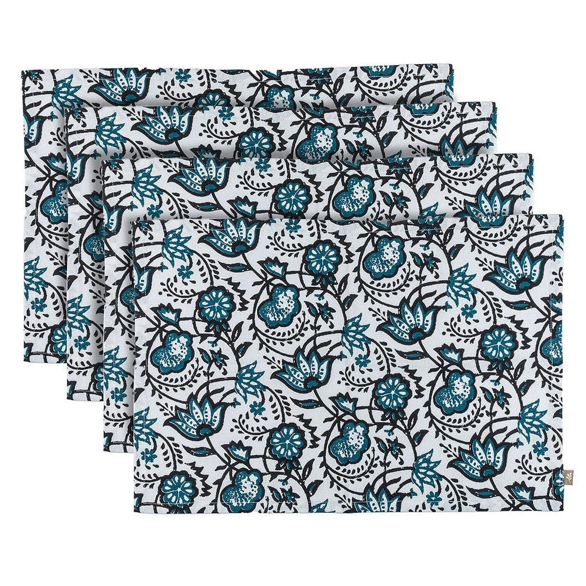 CARMA - Sets de table (x4) coton  35x45 bleu peacock