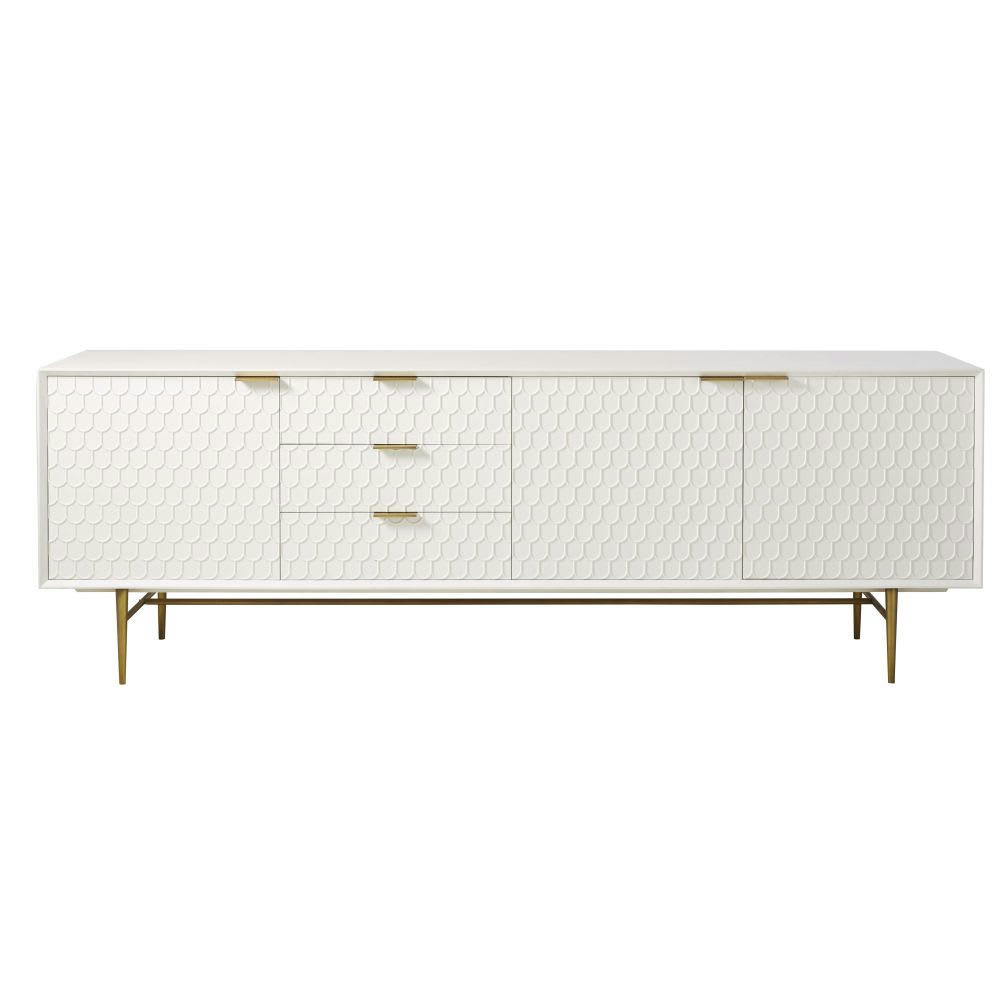 Riverside - Buffet enfilade vintage 3 portes 3 tiroirs blanc