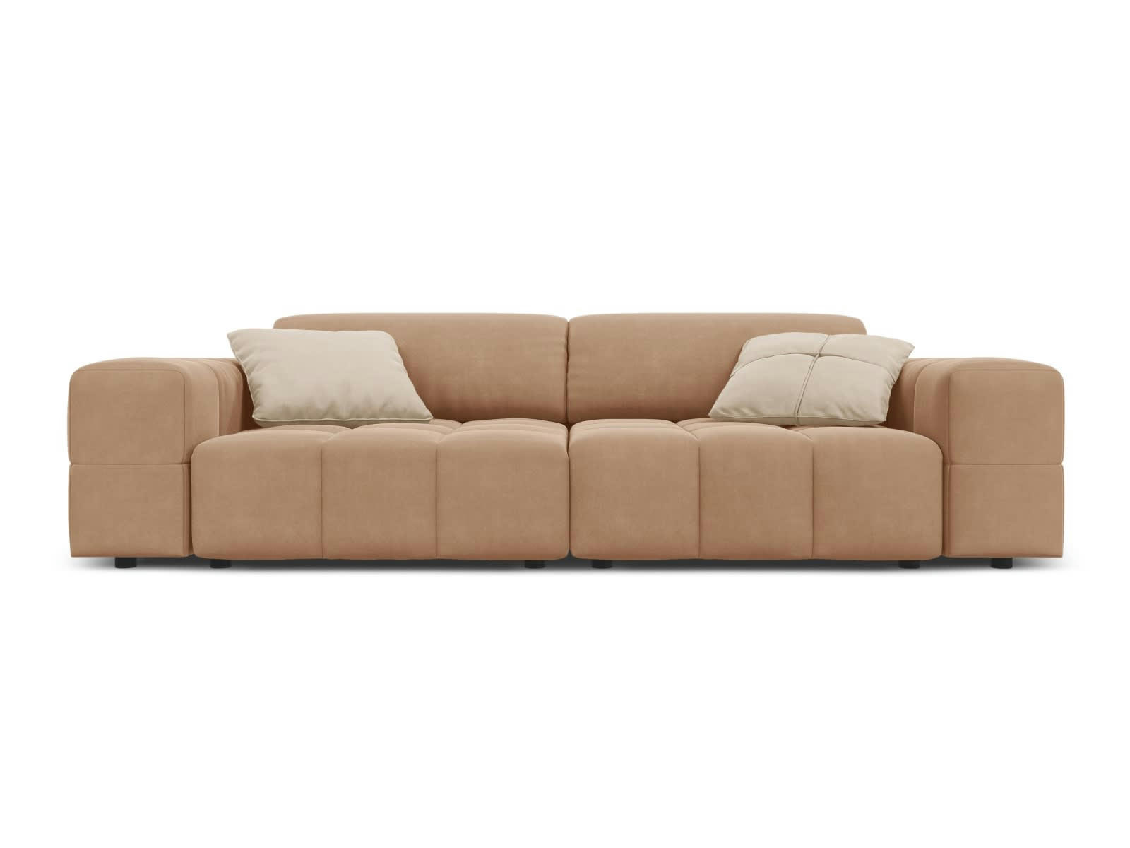 LUC - Canapé 3 places en tissu velours beige foncé