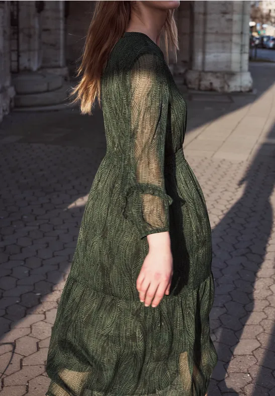 Midi-Kleid aus Chiffon mit Print