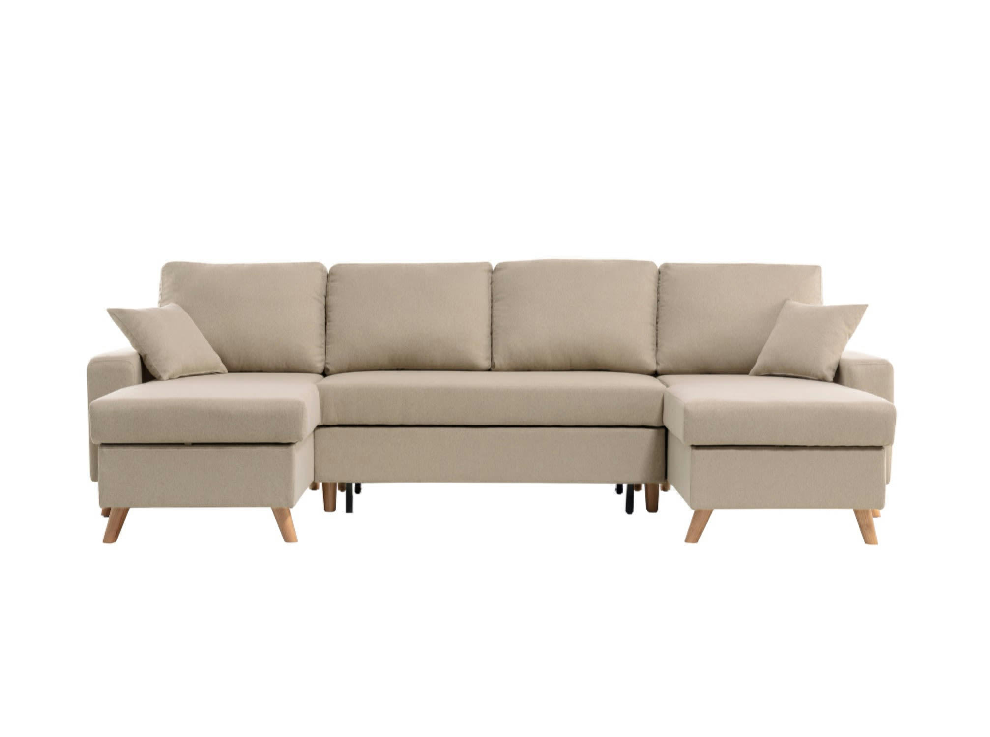 MARIA SCANDINAVE - Canapé panoramique scandinave convertible en tissu beige