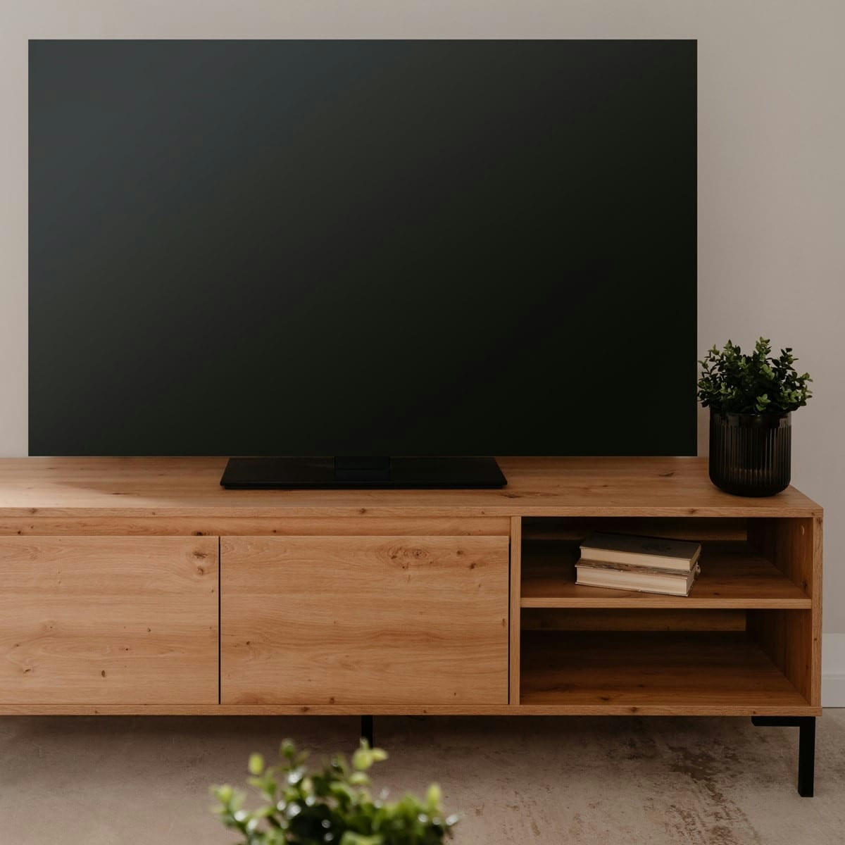 RONDA - Meuble TV effet chêne 150 cm