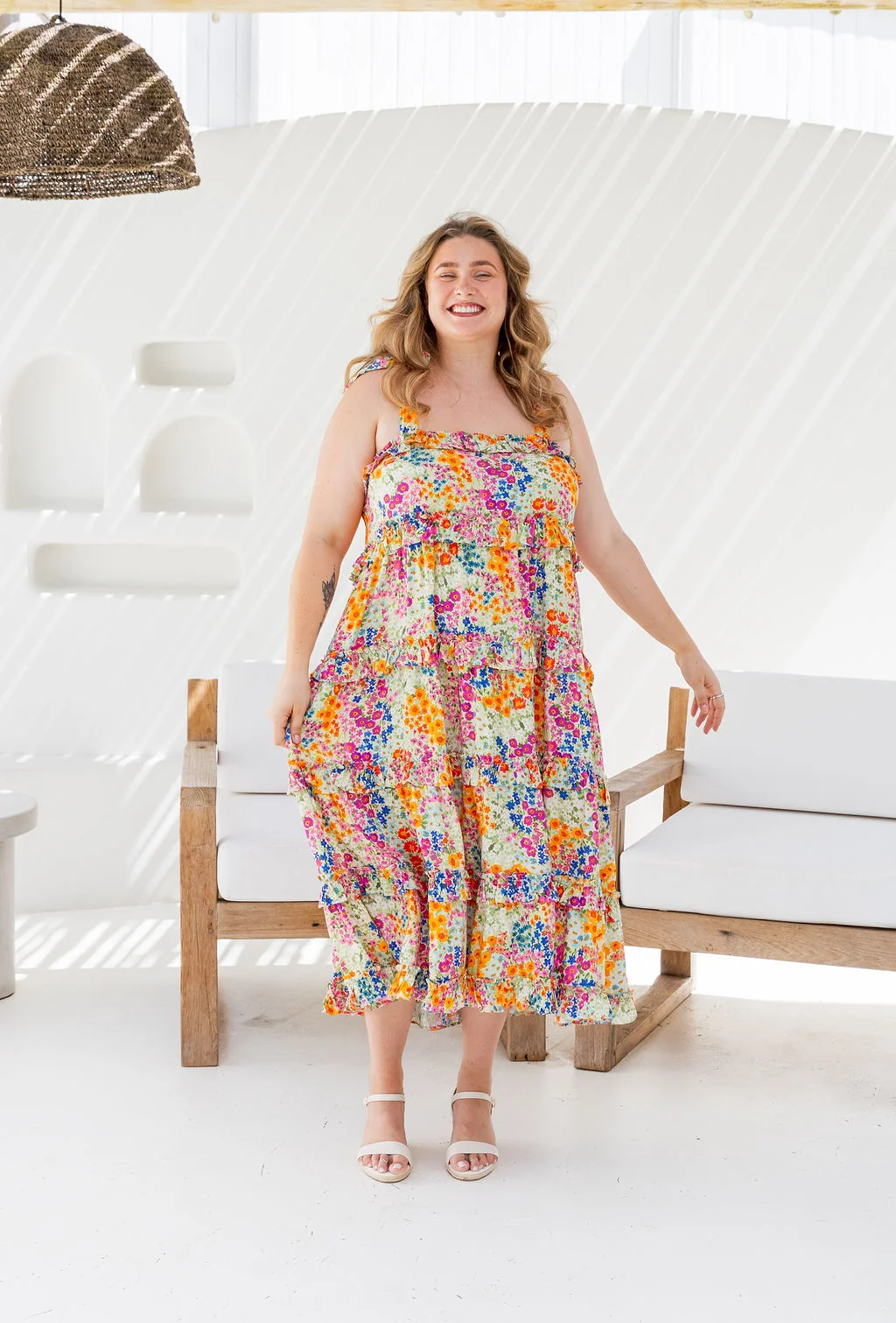 Talia Midi Dress in Flower Field