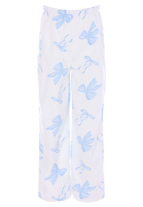 Girls Blue Bow Long Pyjama Set
