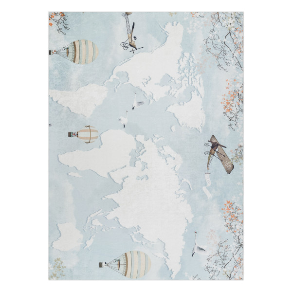 Dywan do prania BAMBINO 1163 Mapa świata, świat dla dzieci, 80x150 cm