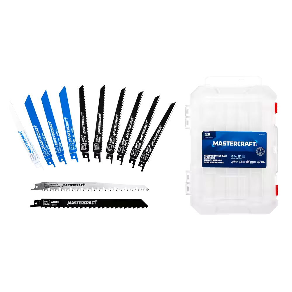 Mastercraft Reciprocating Saw Blade Set for Wood, Metal, 12-pc