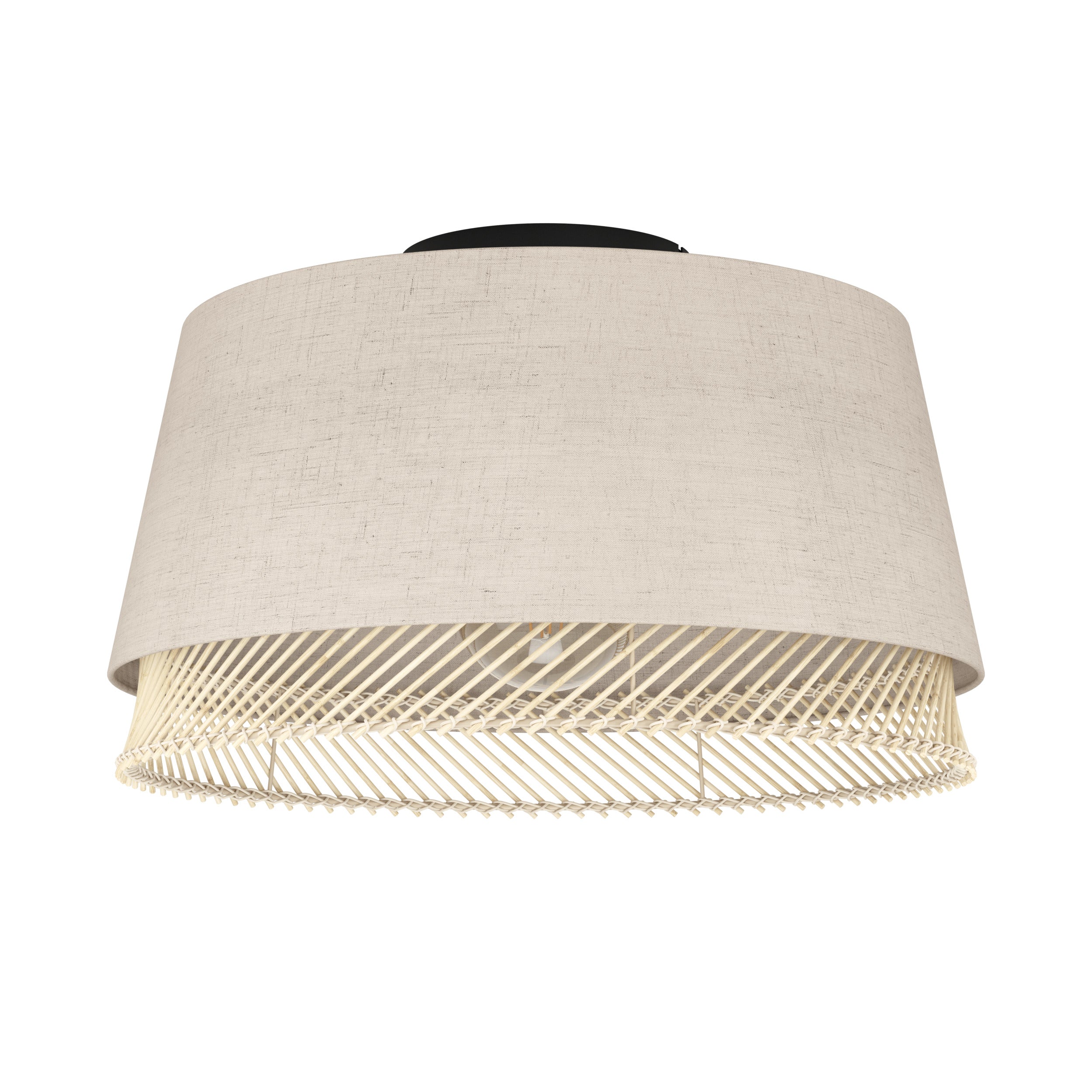 EGLO plafondlamp Tabley - e27 - ø 38 cm - natuur/bruin/zwart - textiel