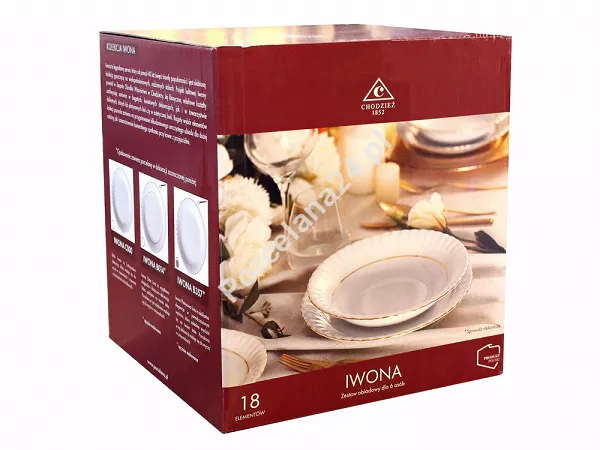Komplet talerzy na 6 osób (18el) Chodzież - Iwona B357 PLATYNOWA LINIA GIFT BOX