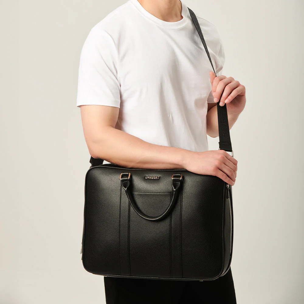 The Noah - 2-in-1 briefcase in black vegan leather