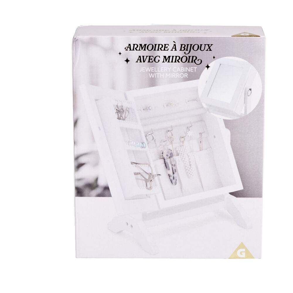 Rangement bijoux petite armoire sur pied avec miroir H29cm