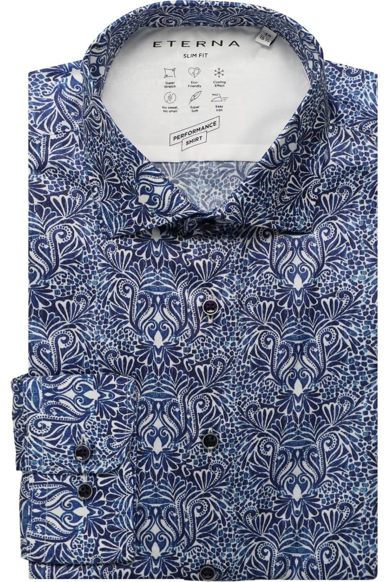 ETERNA Performance Slim Fit Tencel Hemd marine, Bedruckt