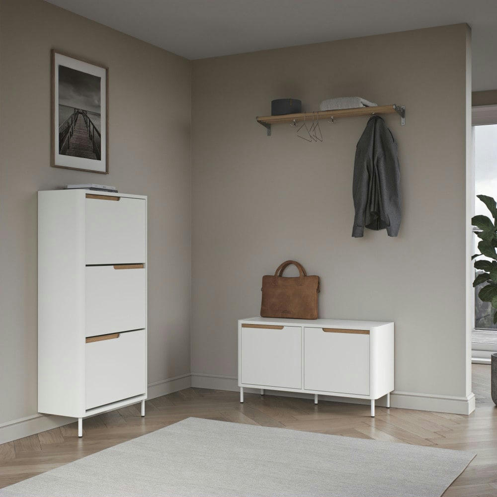 SWITCH - Meuble à chaussures en bois 3 portes H131cm blanc