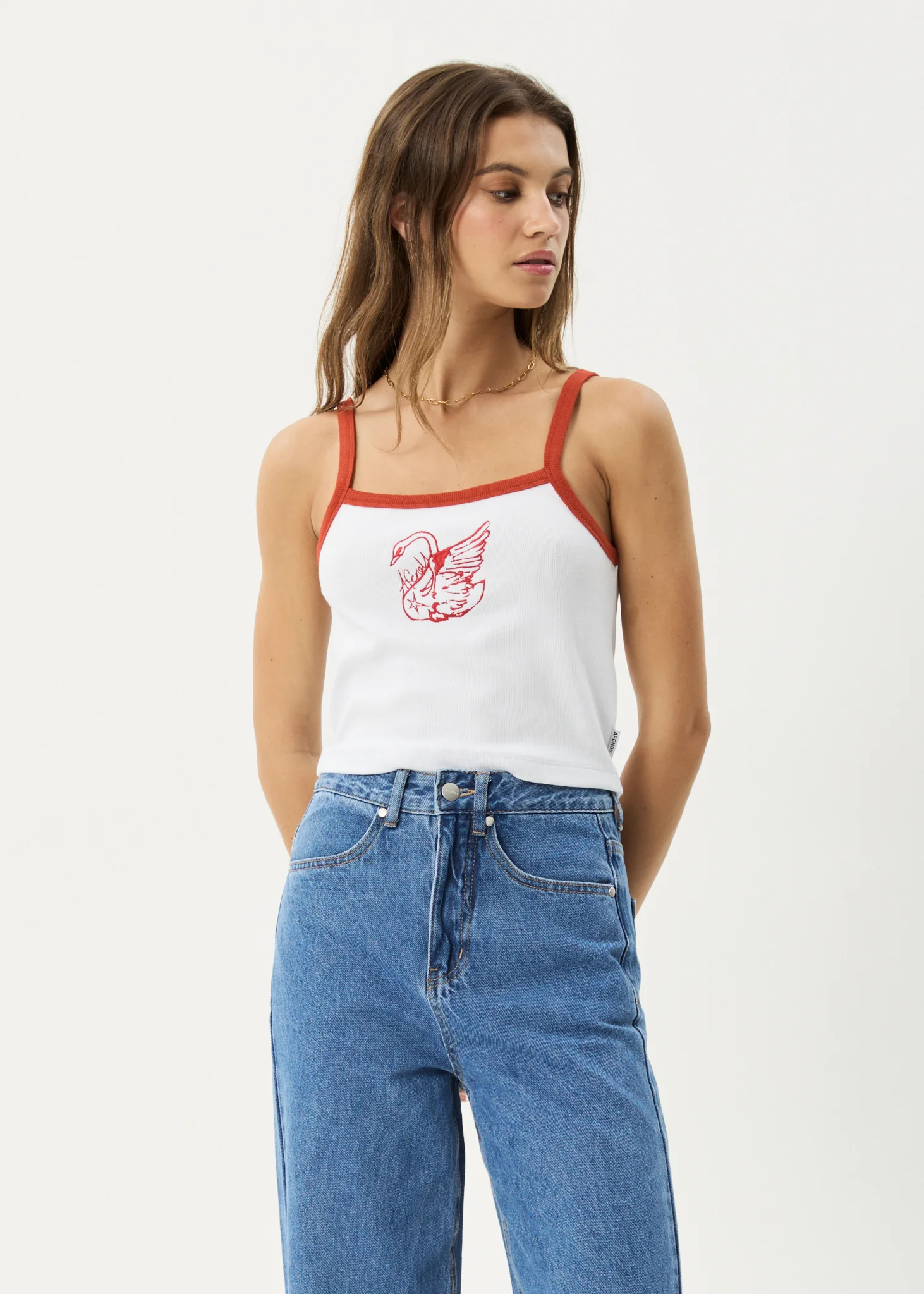 AFENDS Womens Cygnet - Rib Singlet - White
