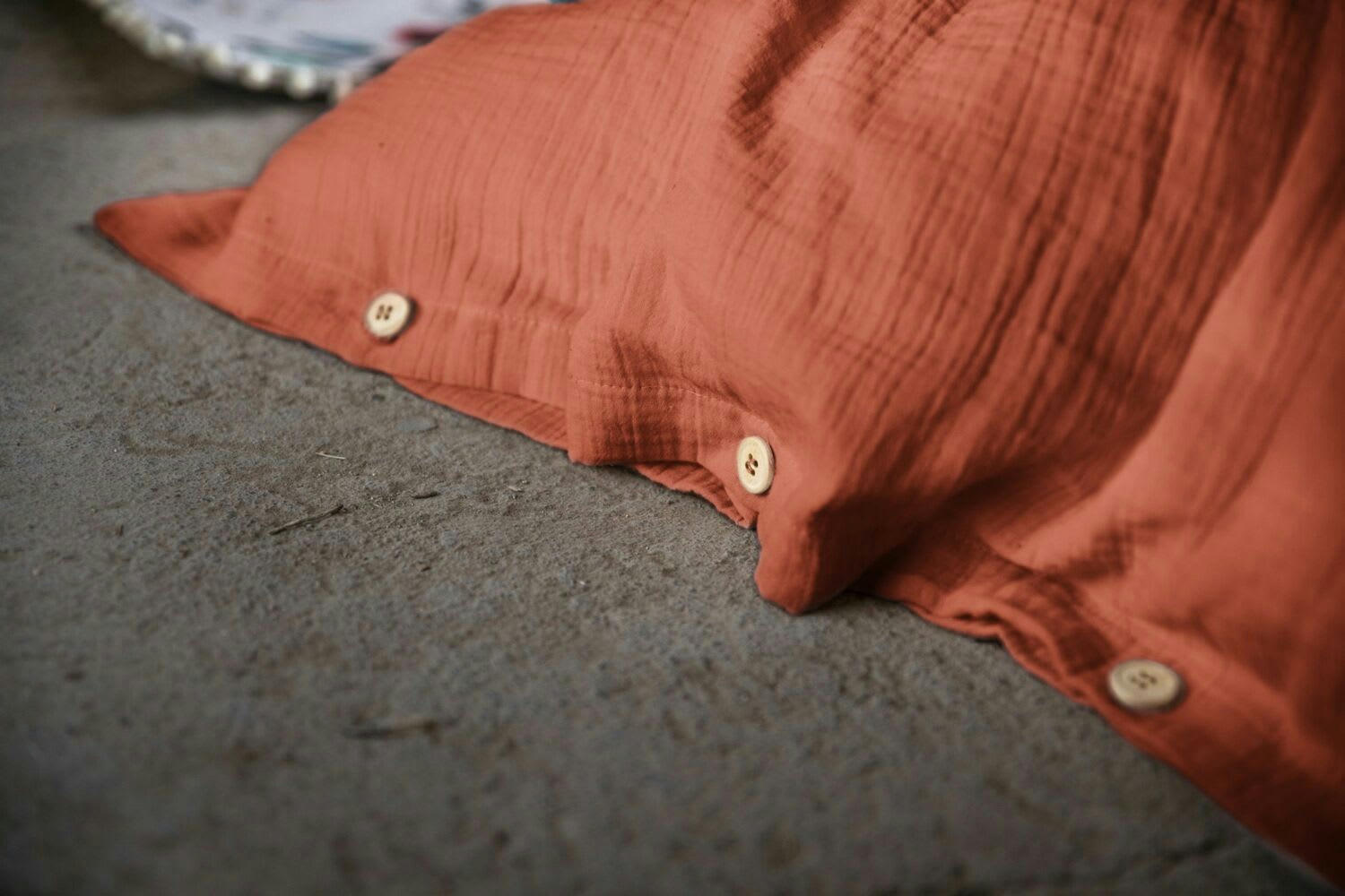 ORANGE - Housse de couette gaze de coton rouge 200x200 cm