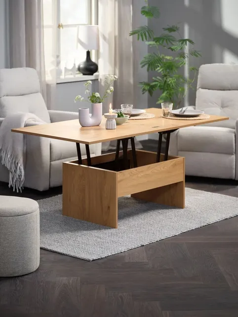 Sofabord VARDE L80/120 m/løftbar spisebordsplade varm eg