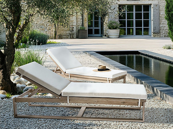 Lot de 2 transats avec coussins AZZANELLO Acacia Blanc cassé