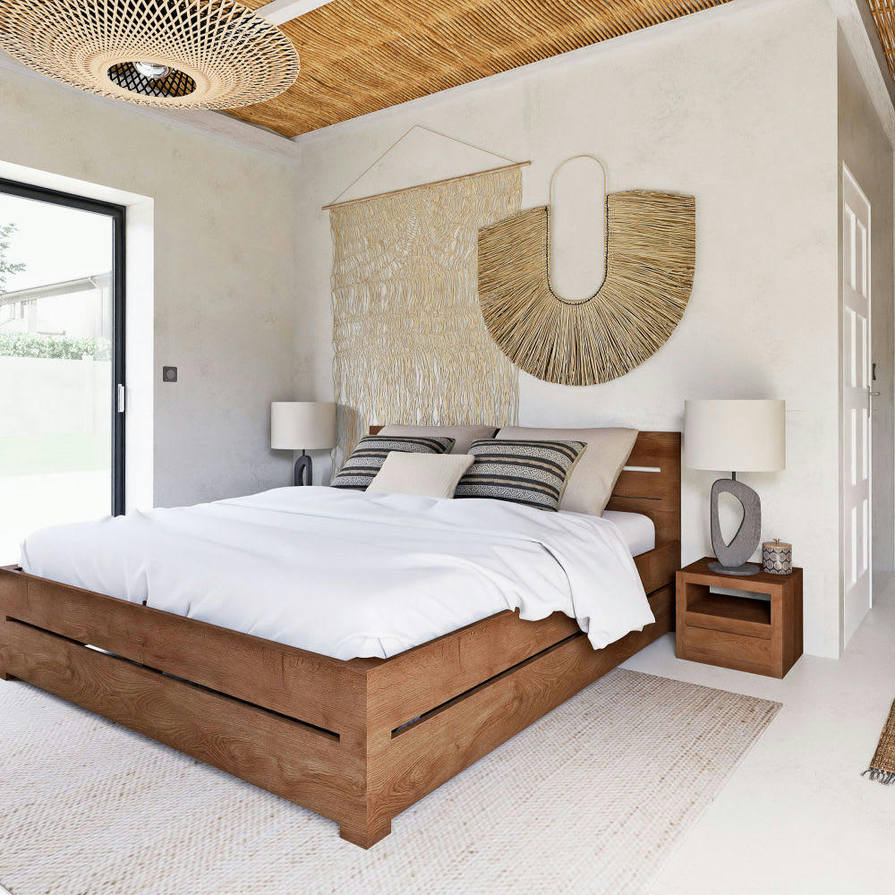 Stockholm - Lit 180x200 en bois de sheesham massif