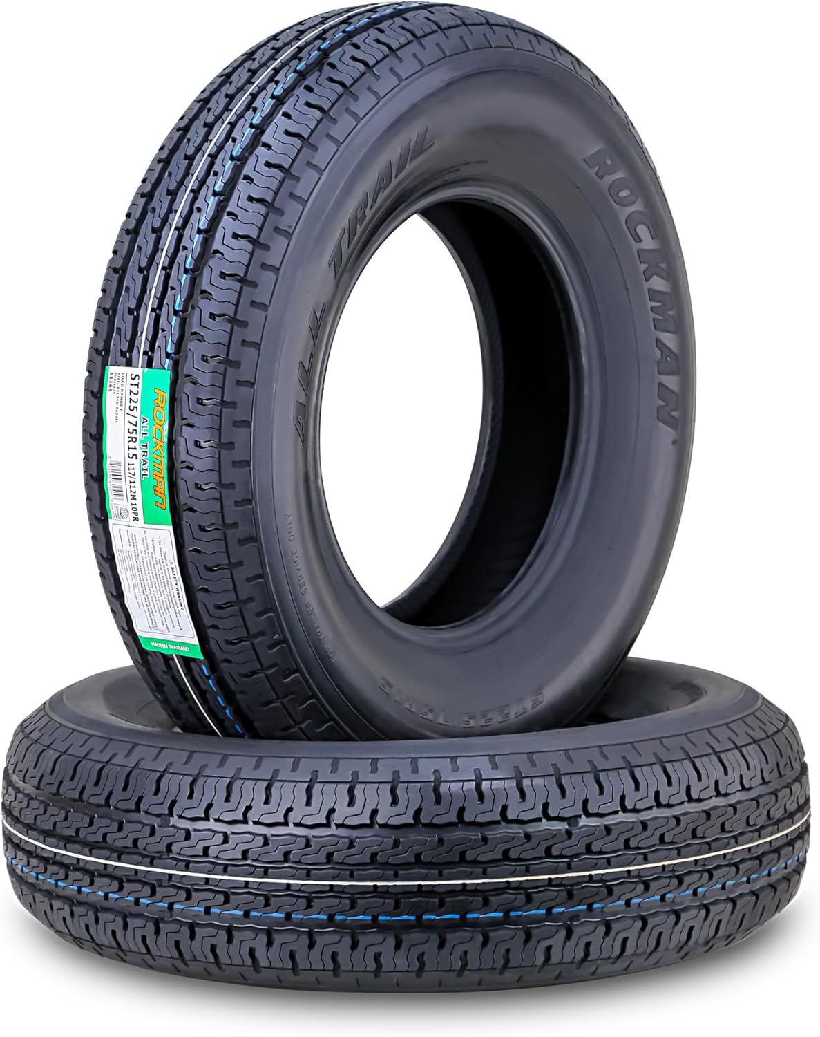 ROCKMAN Trailer Tire ST225/75R15 10-Ply Load Range E 117M Steel Belted Radial 11168, Set2