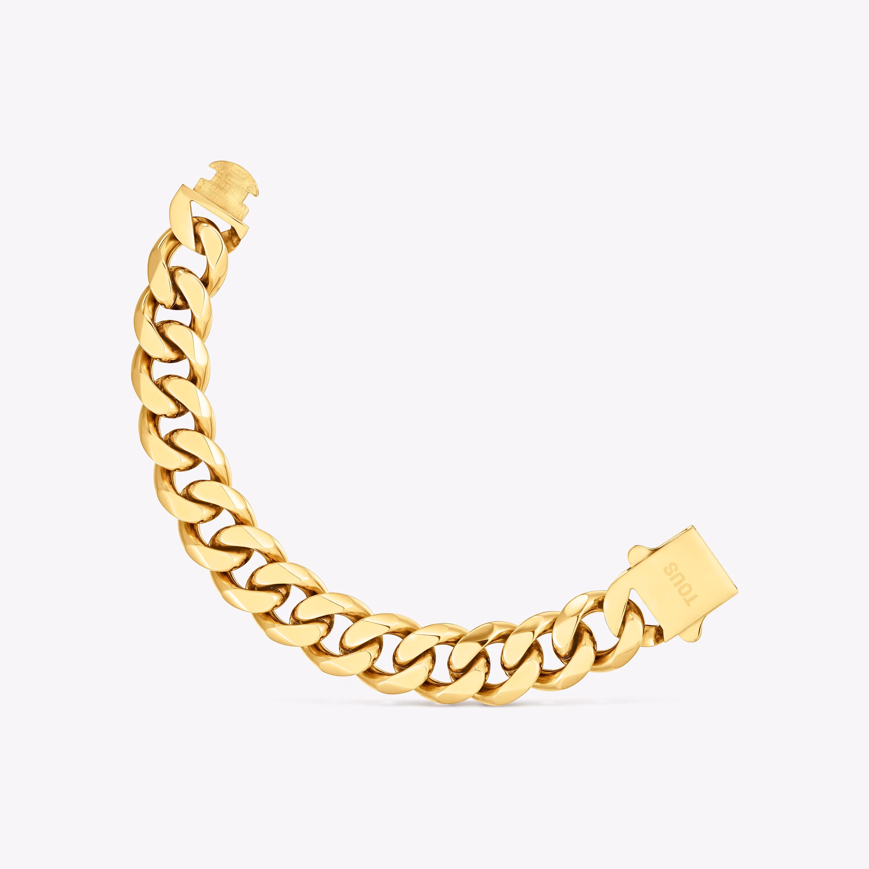 Pulsera cadena barbada de acero en color dorado TOUS Basics