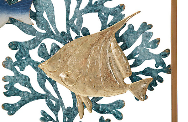 Déco murale mer en métal multicolore 50,2x3,8x50,2 cm