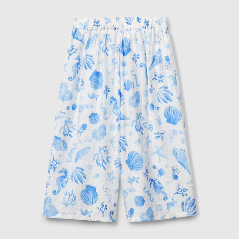 Palazzo trousers with navy print