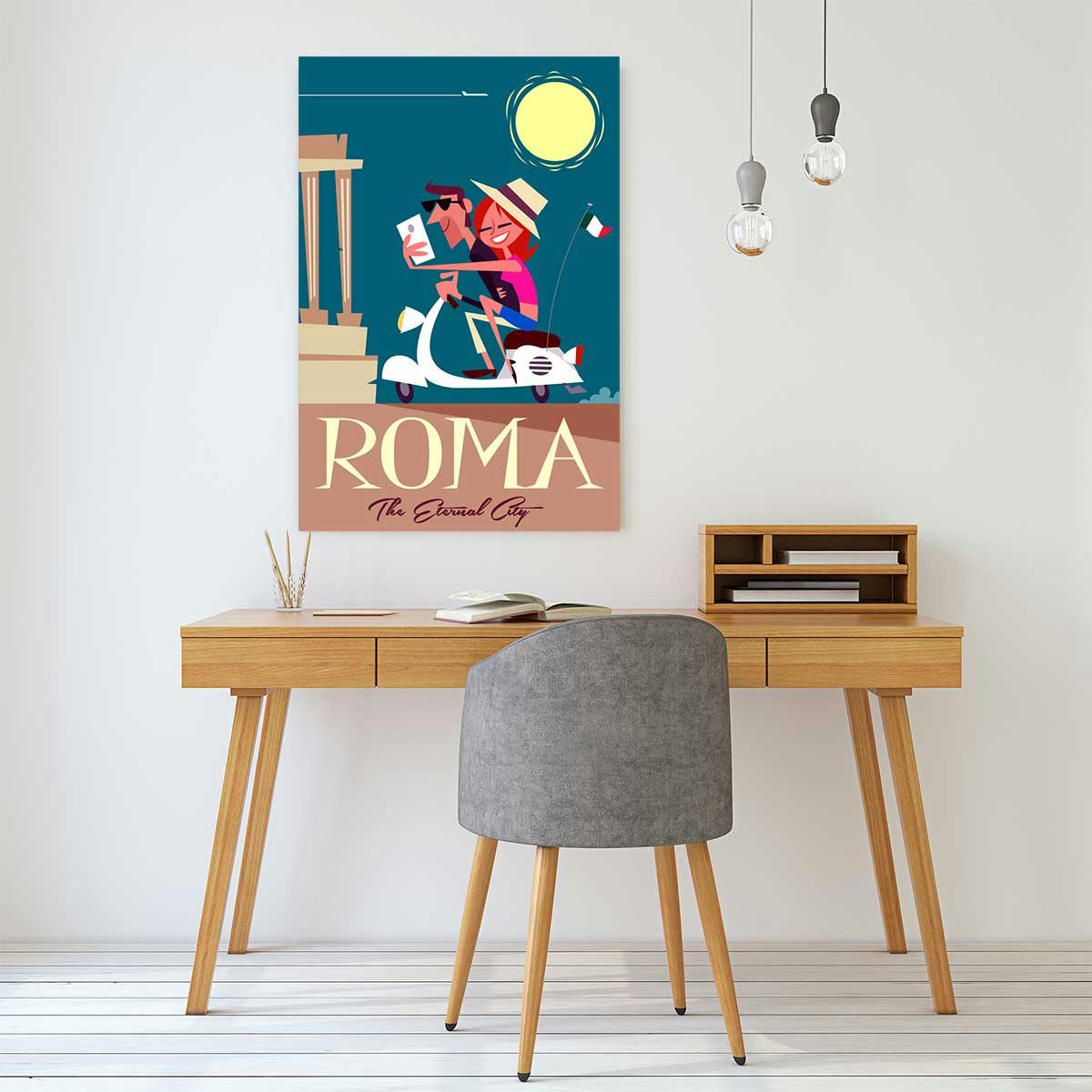 - Tableau voyage en amoureux imprimé sur toile 60x90cm