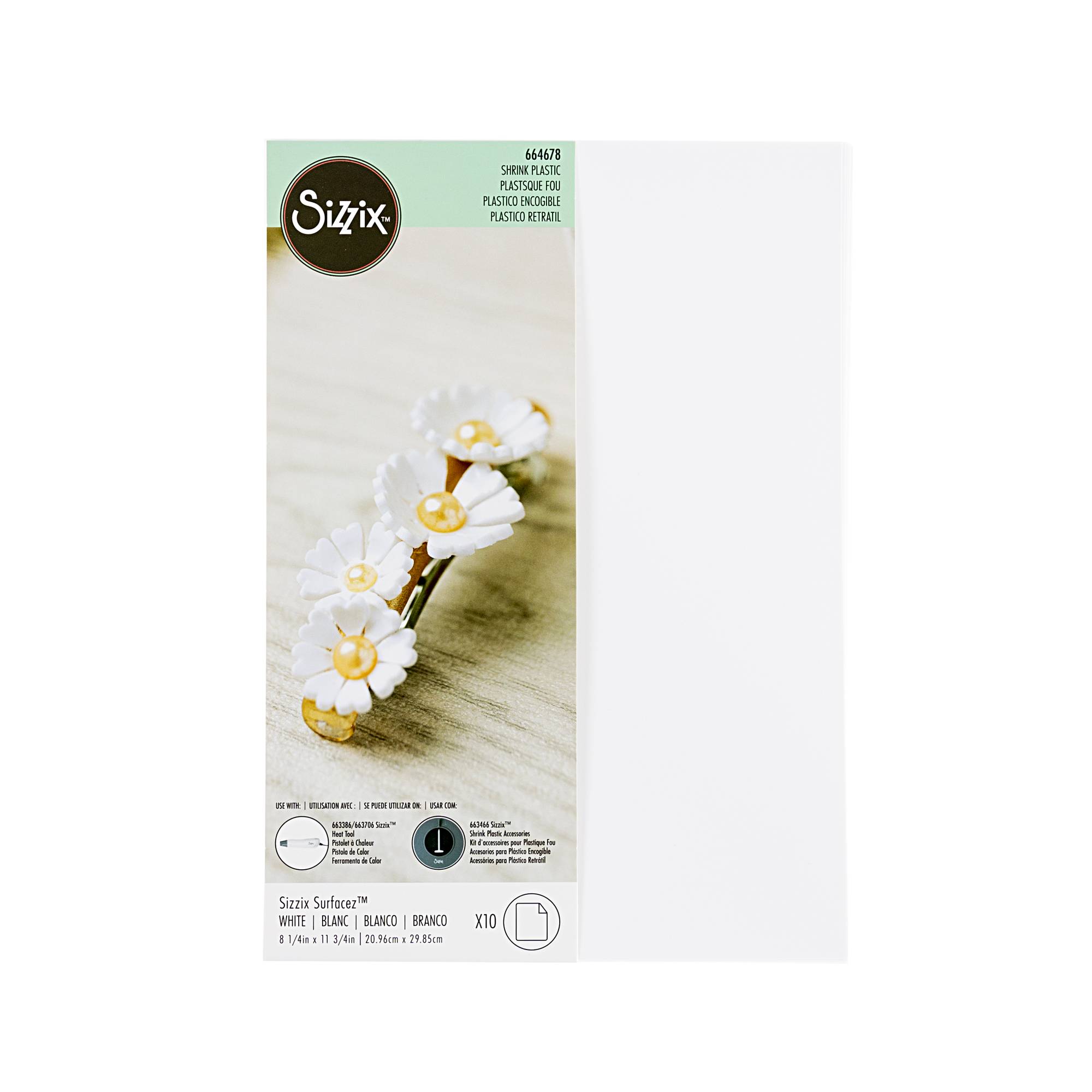 Sizzix Surfacez White Shrink Plastic 10 Sheets
