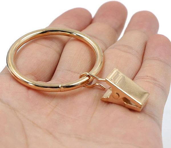 Lot de 20 anneaux de suspension en métal pour rideaux - Diamètre intérieur : 35 mm (or clair)