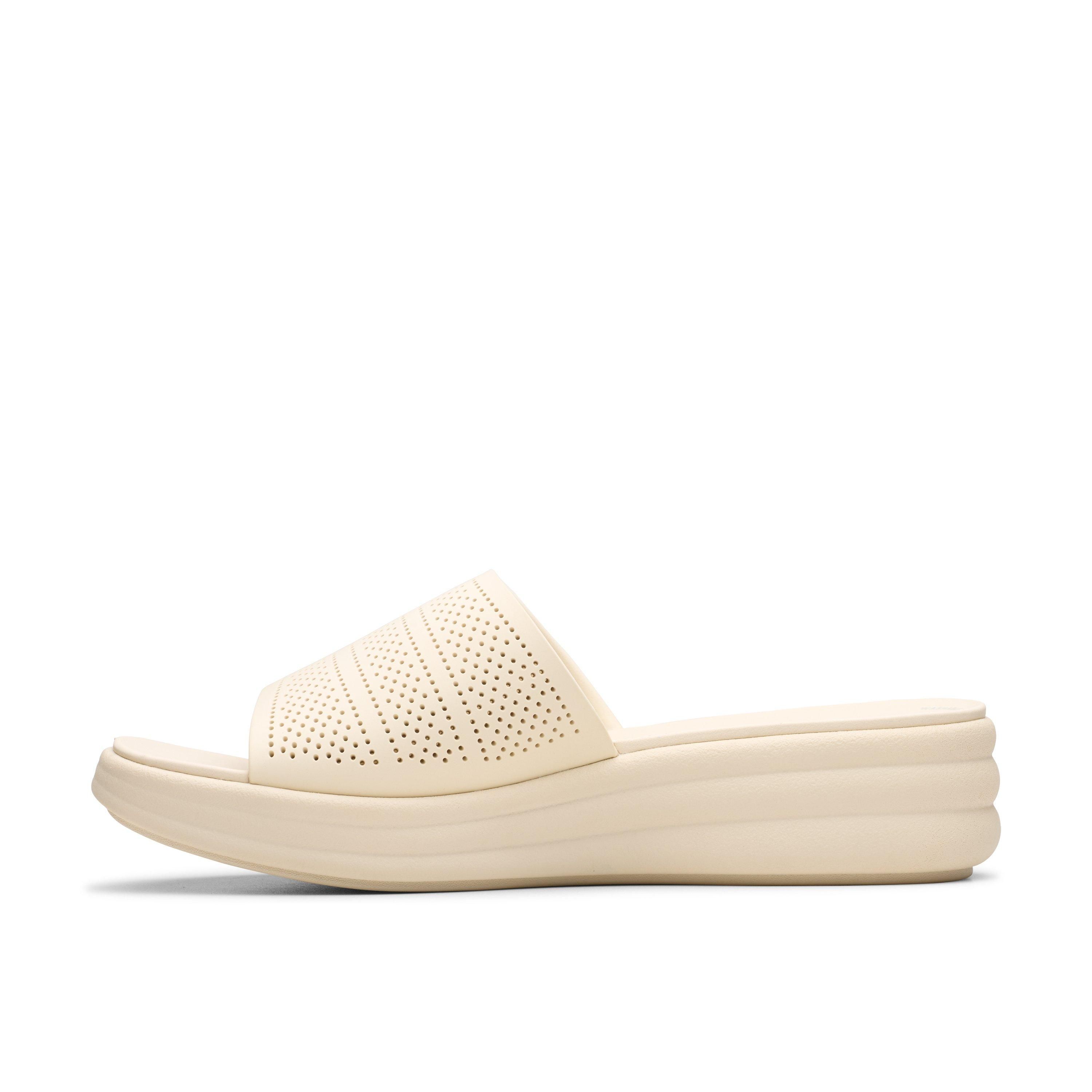 Clarks Drift Twist Cream Flat Sandals,Sliders