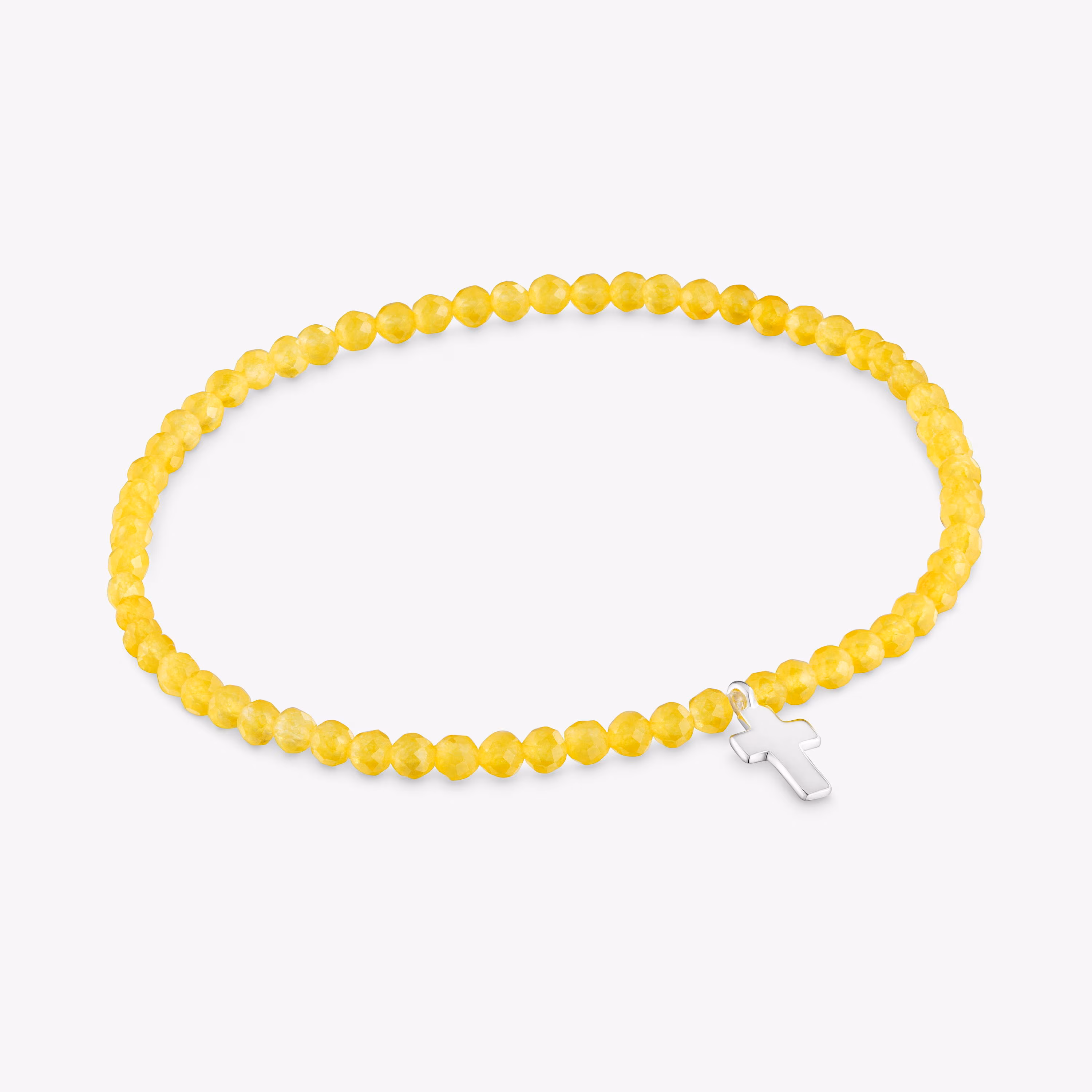 Pulsera elástica con cuarcita amarilla y cruz de plata TOUS Motivos