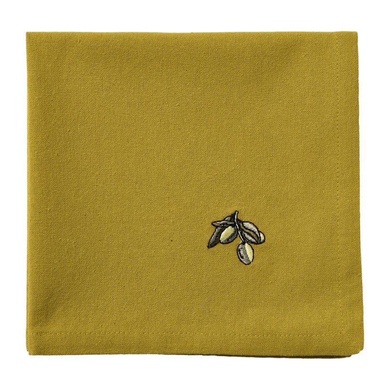 Servetten olijf en citroen - groen/geel - 40x40 cm
