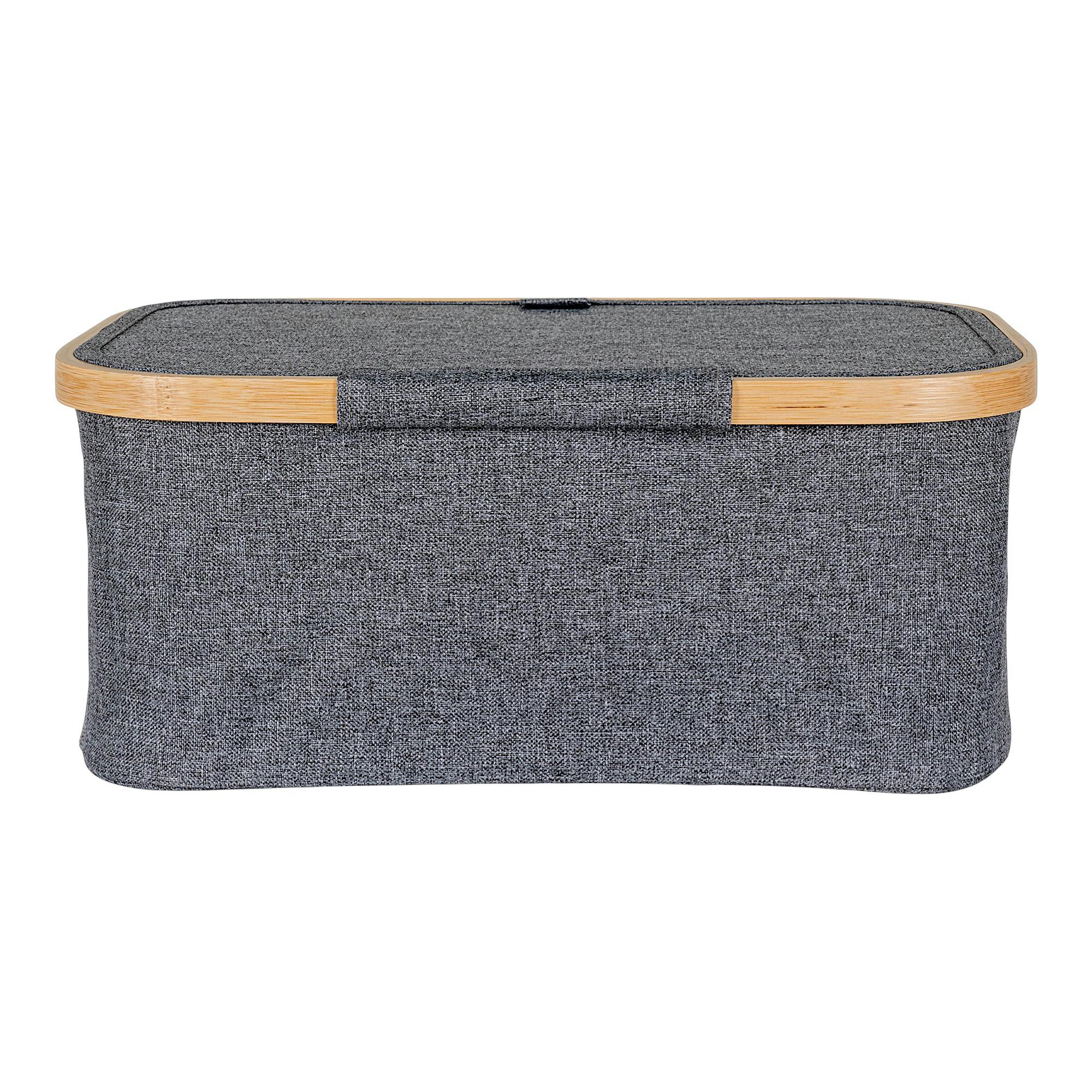 Panier de rangement gris avec couvercle 38 cm