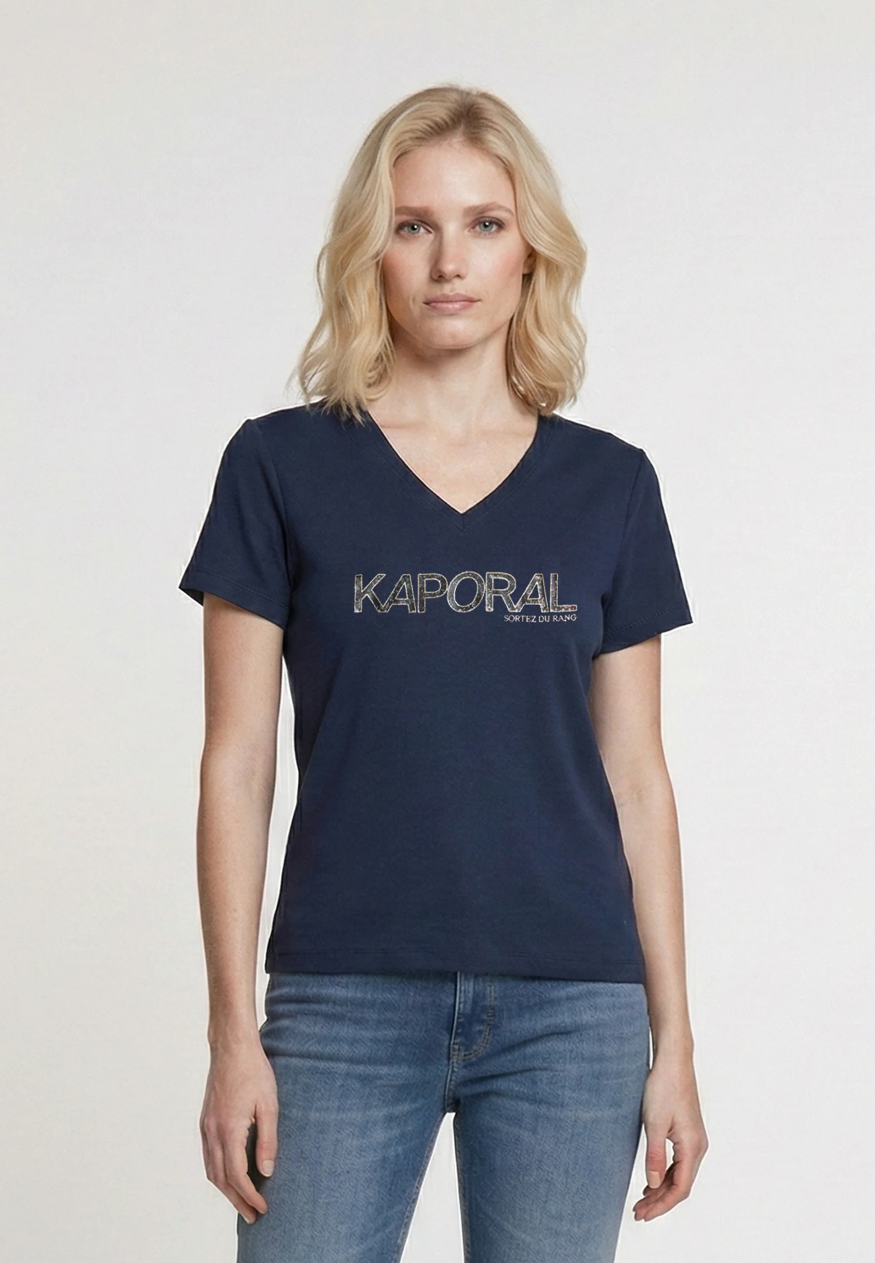 T-shirt manches courtes slim bleu marine coton stretch FRANK