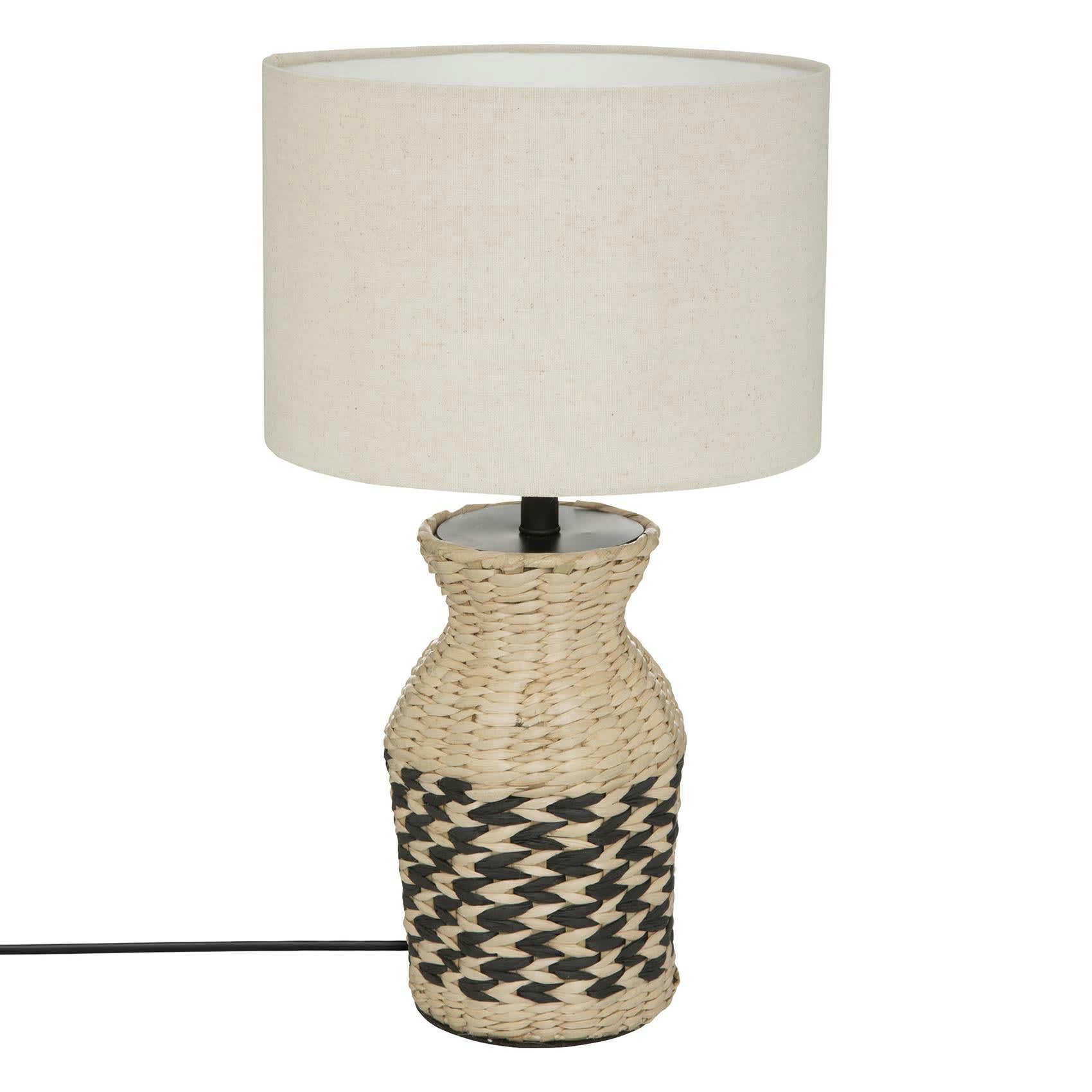 - Lampe à poser en jacinthe jute/coton beige 28x49 cm