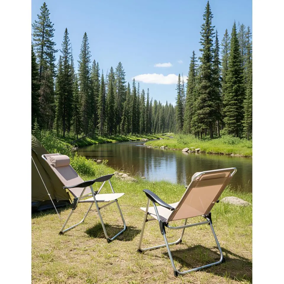 ASINE - Tuinstoel set van 2 - Beige - Aluminium